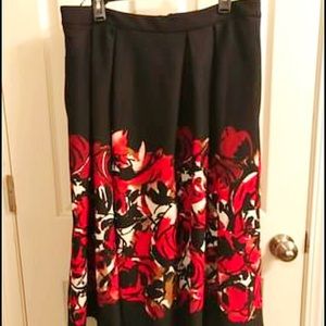 Karl Lagerfeld Black and Red Floral Skirt